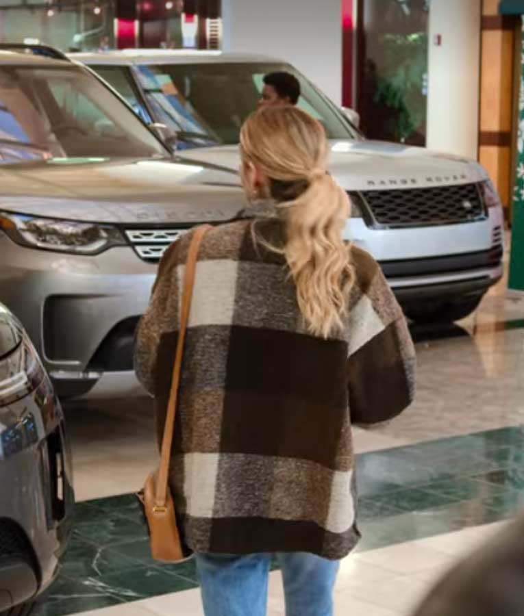 Emma Roberts Holidate Sloane Brown Plaid Jacket - Image 3