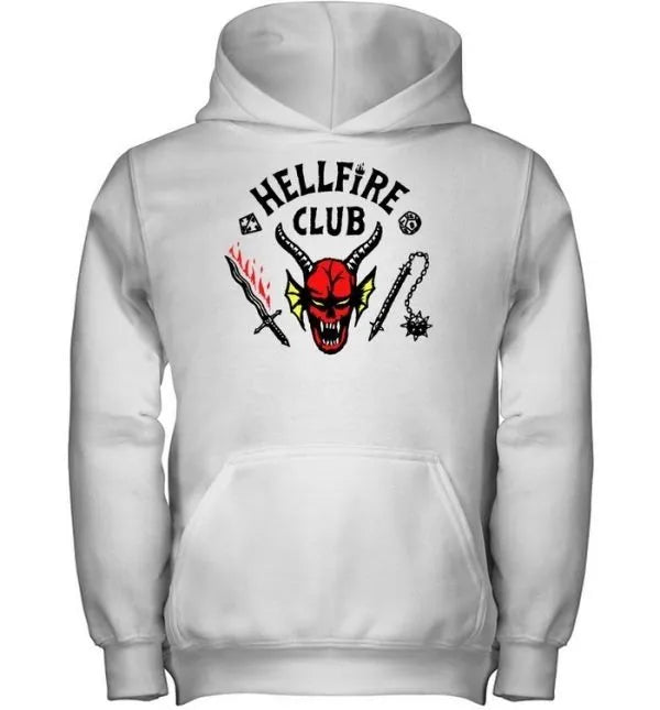 Stranger Things S04 Hellfire Club White Hoodie