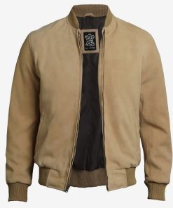 Men's Classical Camel Suede Bomber Jacket