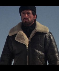 Sylvester Stallone Shearling Bomber Aviator Leather Jacket