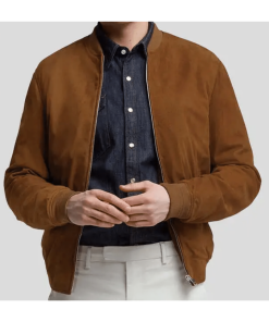 Tan Suede Bomber Jacket Men's | Leather Jacket