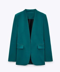 The Daily Briefing Kristin Fisher Teal Open Blazer