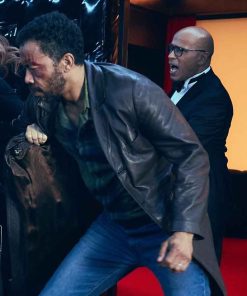 The Last Mercenary Black Leather Coat