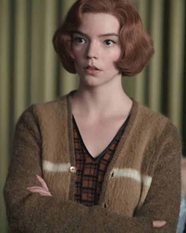 Anya Taylor Joy The Queen’s Gambit Brown Sweater - Image 2