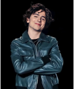 Timothée Chalamet Green Leather Jacket