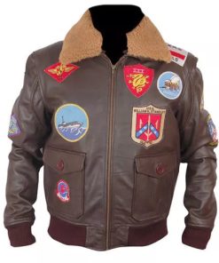 Top Gun Brown Bomber Faux Leather Jacket
