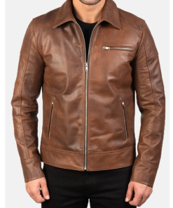 Brown Lavendard Biker Leather Jacket