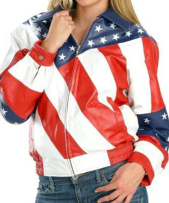 Women's American Flag Leather Jacket