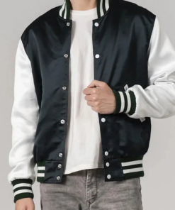 Dartmouth Green Satin Jacket with White Sleeves
