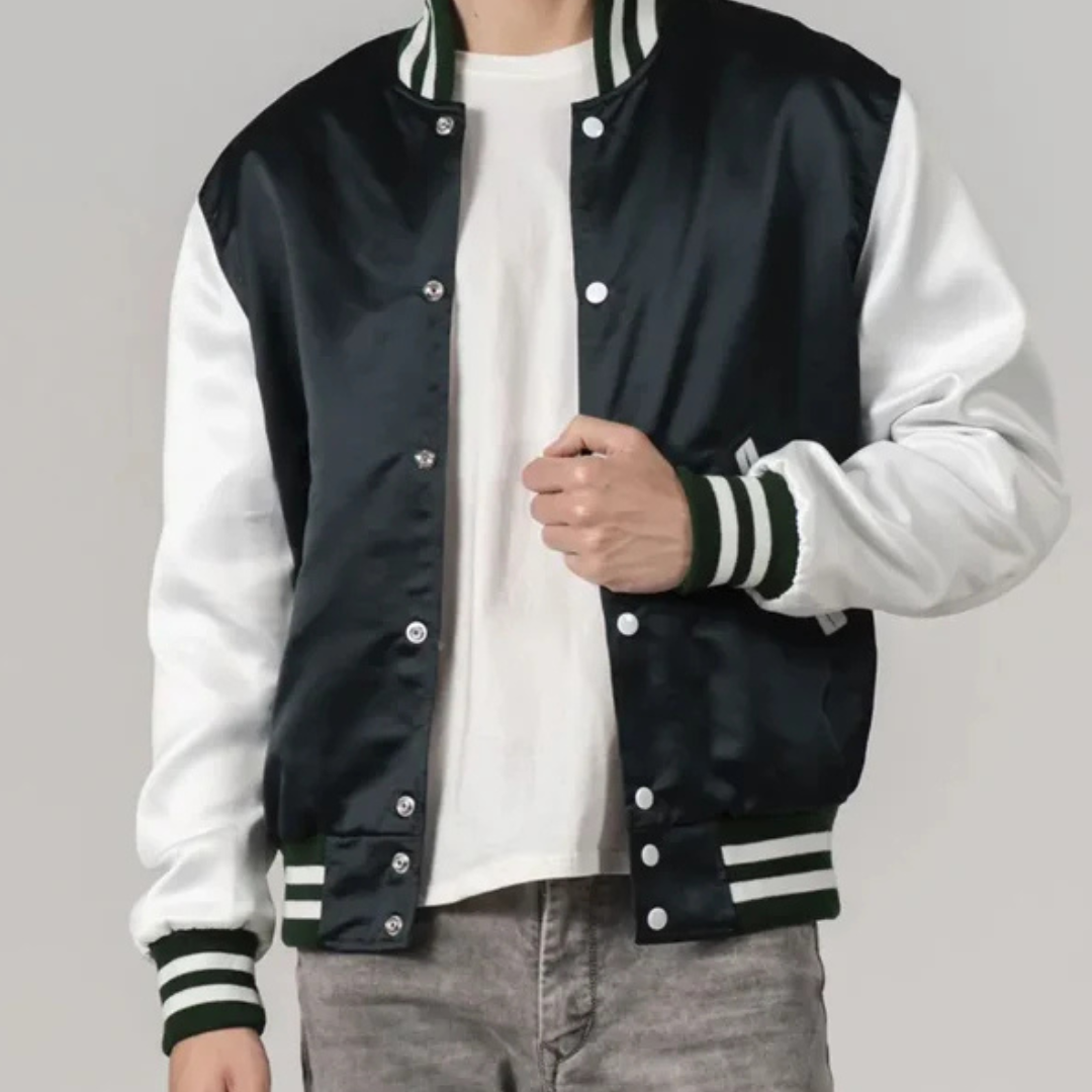 Dartmouth Green Satin Jacket with White Sleeves