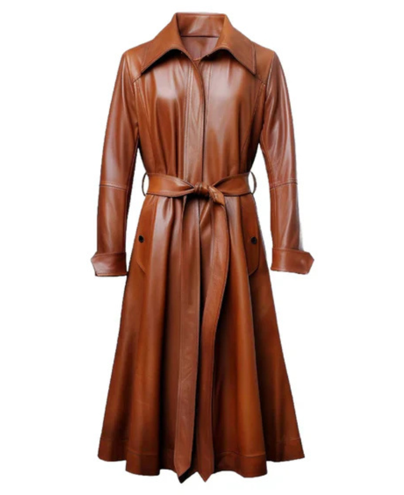 Women's Brown Stratos Long Leather Coat