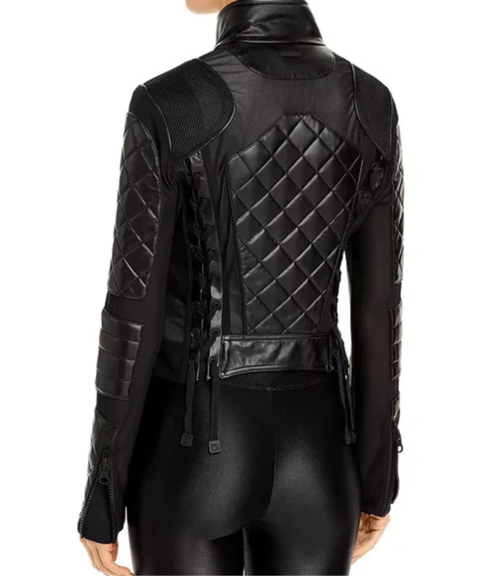 Women's Blanc Noir Moto Leather Jacket - Image 2