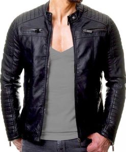 Vintage Cafe Racer Mens Slim Fit Biker Jacket