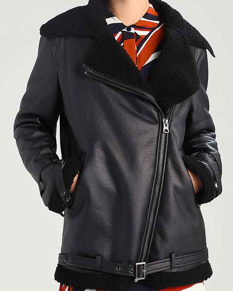 Womens Black Aviator Jacket