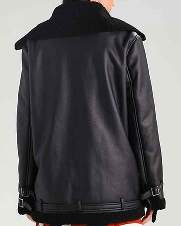 Womens Black Aviator Jacket - Image 2