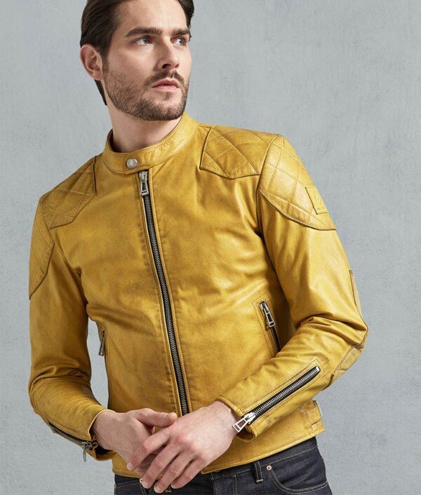 Mens Yellow Leather Jacket - Image 2