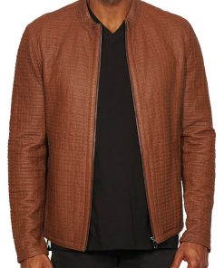 Perforated Lambskin Leather Jacket