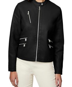 Zip Detail Faux Leather Jacket