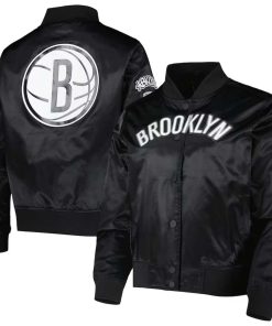 NBA Women's Pro Standard Black Brooklyn Nets Classics Satin Full-Snap Jacket by TJS