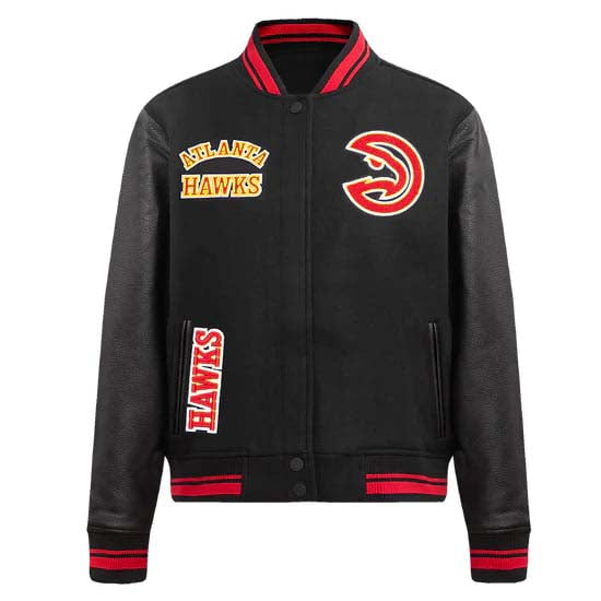 NBA ATLANTA HAWKS RETRO CLASSIC WOMEN'S RIB WOOL VARSITY JACKET - Image 2