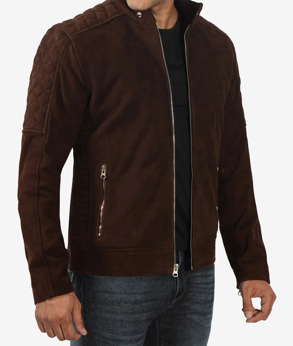 Men's Top Notch Dark Brown Suede Leather Jacket - Image 2
