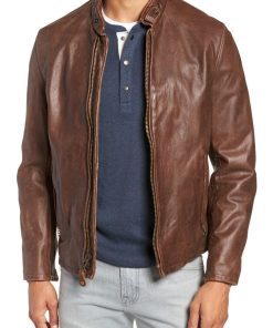 Café Racer Hand Vintaged Cowhide Leather Jacket
