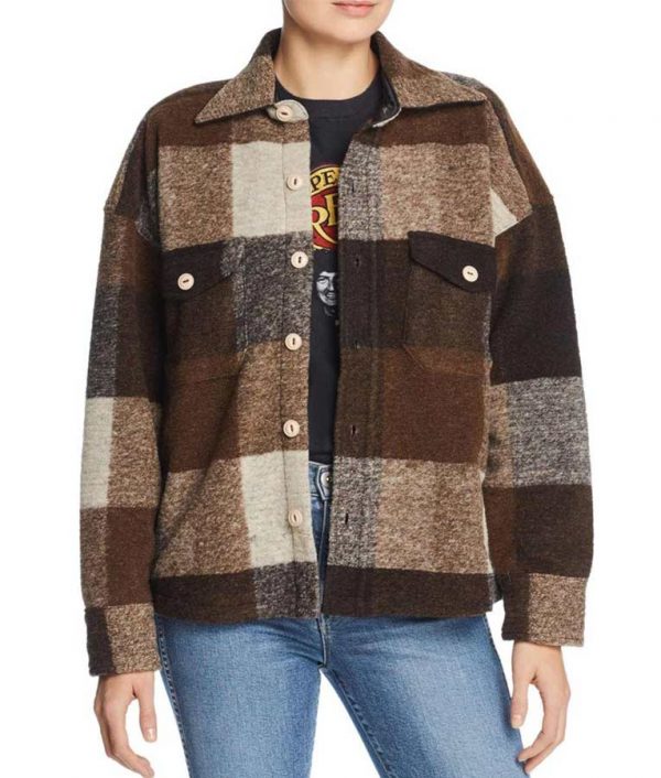 Emma Roberts Holidate Sloane Brown Plaid Jacket