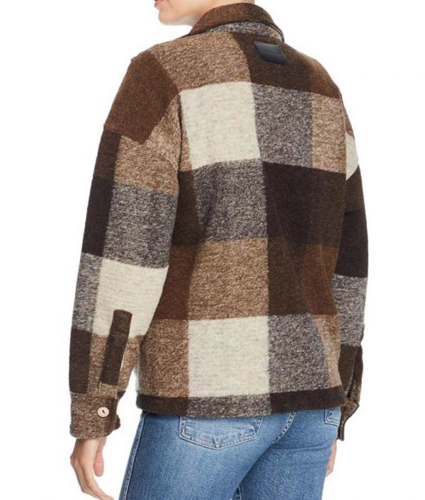 Emma Roberts Holidate Sloane Brown Plaid Jacket - Image 4