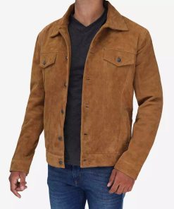Men's Pure Tan Suede Trucker Jacket