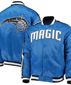 NBA Men's Orlando Magic Starter Blue The Offensive Varsity Satin Full-Snap Jacket by TJS