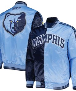 NBA Men's Starter NavyLight Blue Memphis Grizzlies Fast Break Satin Full-Snap Jacket by TJS