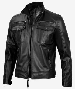 Men's Black Top Notch Cafe Racer Leather Jacket
