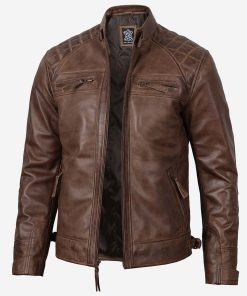 Men's Coffee Brown Biker Leather Jacket