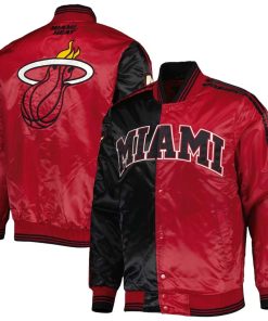 NBA Men's Miami Heat Starter BlackRed Fast Break Satin Full-Snap Jacket by TJS
