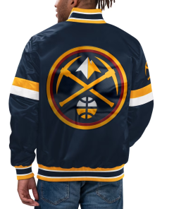 NBA Men's Denver Nuggets Starter Navy Home Game Satin Full-Snap Varsity Jacket by TJS
