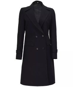 Stephany Women’s Black Double-Breasted Wool Coat