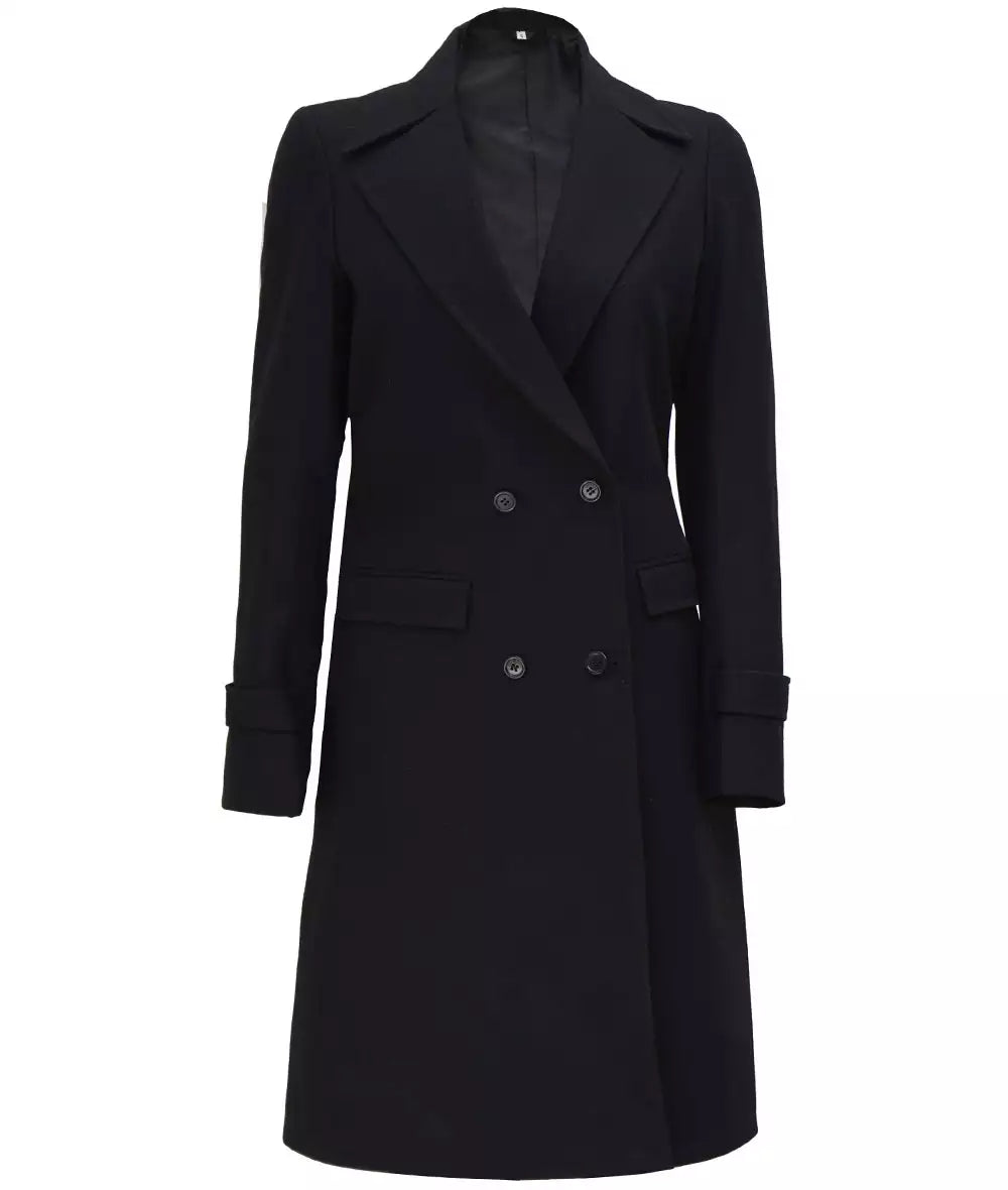 Stephany Women’s Black Double-Breasted Wool Coat
